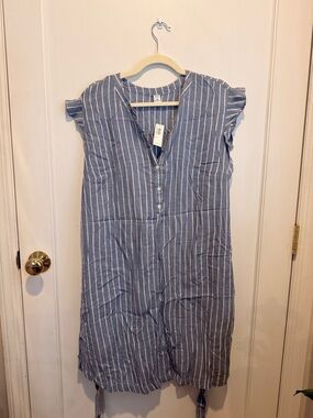 Old Navy Blue and White Striped Midi Dress